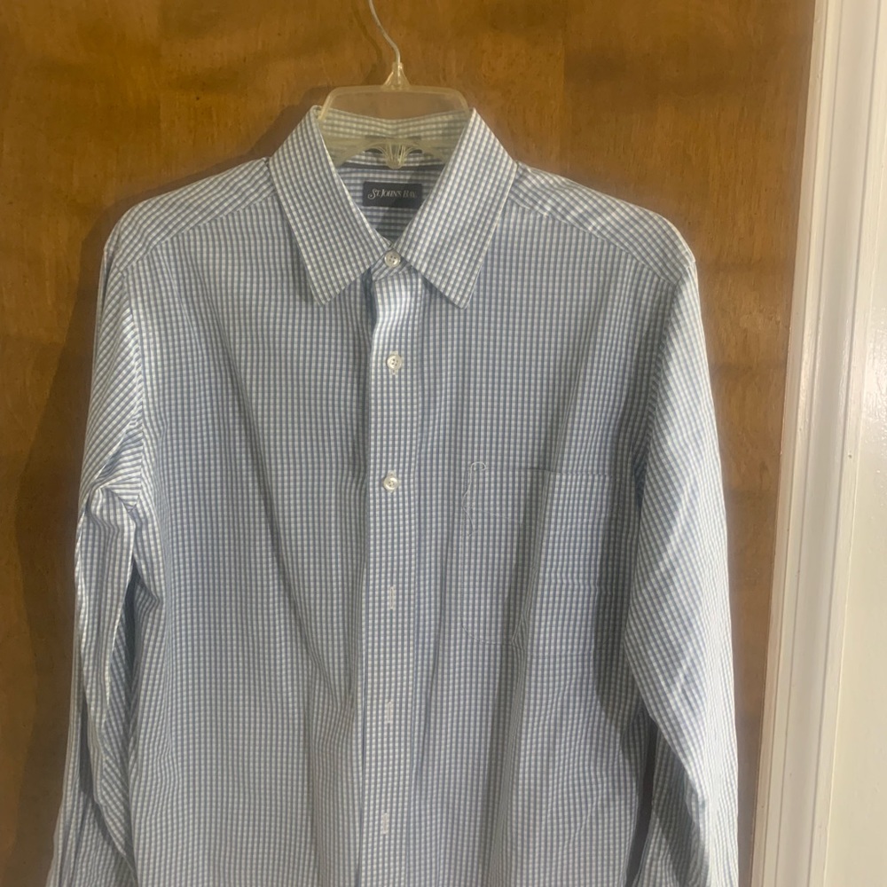 Mens classic blue check dress shirt